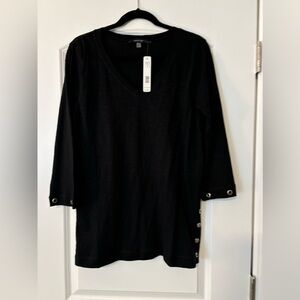 Tunic length black top with grommets